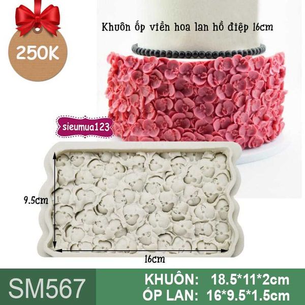 Khuôn silicon ốp viền hoa lan hồ điệp 16cm ( SM567 )