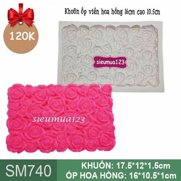 Khuôn silicon ốp viền hoa hồng cạn 16cm ( SM740 )