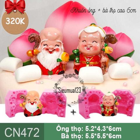 Khuôn rau câu silicon 4d : Khuôn ông thọ bà thọ trung ( CN472 )