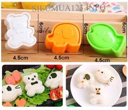 Bộ 3 khuôn bento gấu voi cá ( TC1149 )