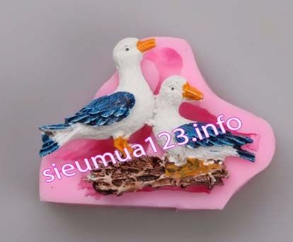 Khuôn rau câu silicon 4d : Khuôn con chim hải âu đôi 7cm ( TC868 )