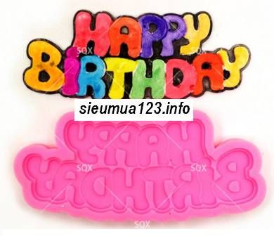 Khuôn Silicon Chữ Happy Birthday Nét Tròn 12,5cm ( TC830 )