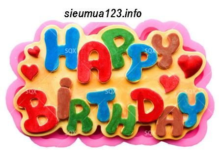 Khuôn Silicon Chữ Happy Birthday Tim 10cm ( TC828 )