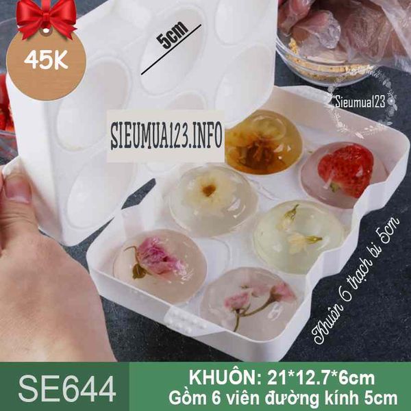 Khuôn thạch bi mochi nhựa 6 viên bi 5cm ( SE644 )