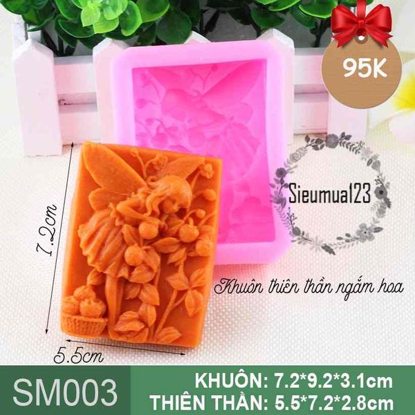 Khuôn silicon làm rau câu 4d em bé gái baby thiên thần ngắm hoa ( SM003 )