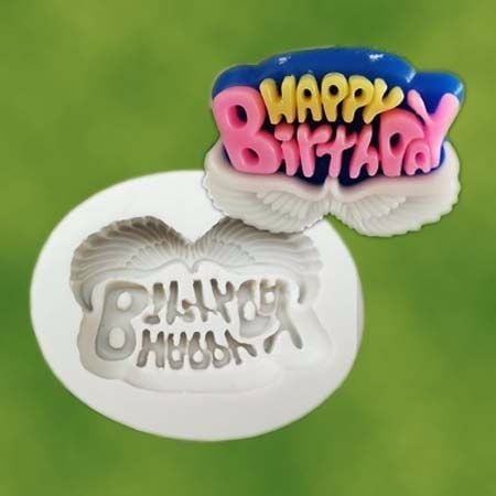 Khuôn silicon chữ happy birthday 6,5cm ( TC308 ) đôi cánh thiên thần