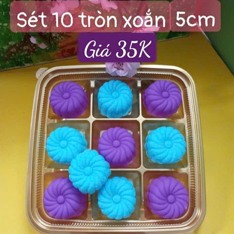 Sét 10 khuôn silicon hoa tròn xoắn 5cm ( SM1914 )