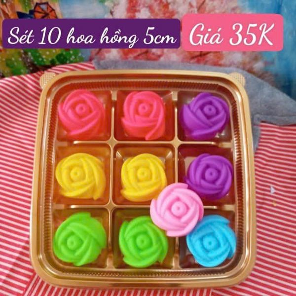 Sét 10 khuôn silicon hoa hồng cổ điển 5cm ( SM1916 )