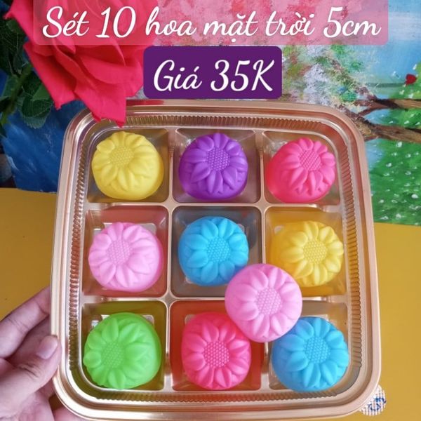 Sét 10 khuôn silicon hoa mặt trời 5cm ( SM1907 )