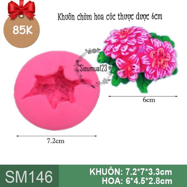 Khuôn silicon chùm hoa cúc thược dược 6cm ( SM146 )