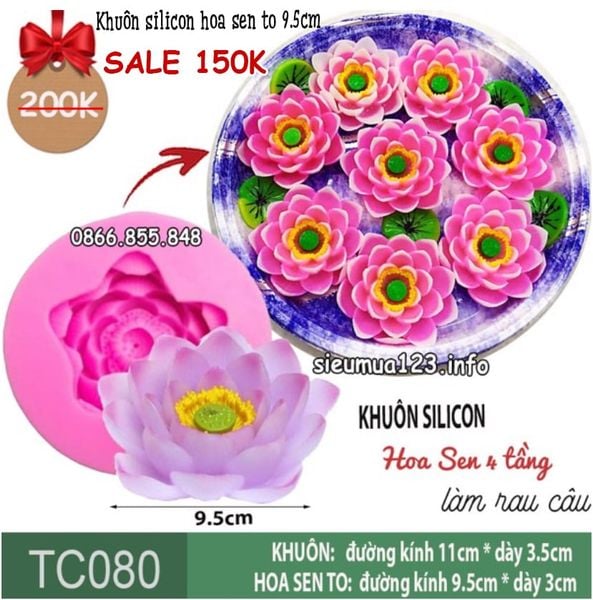 Khuôn silicon làm rau câu hoa sen 4 tầng 9,5cm ( TC080 )