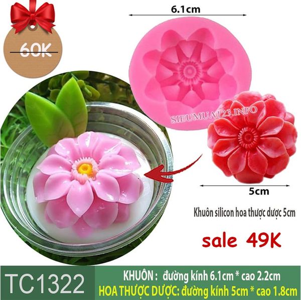 Khuôn silicon hoa thược dược 5cm ( TC1322 ) làm rau câu