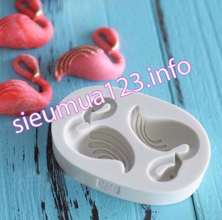 Silicon Fondant Chim Hồng Hạc 2 Con 3,5cm ( TC892 )