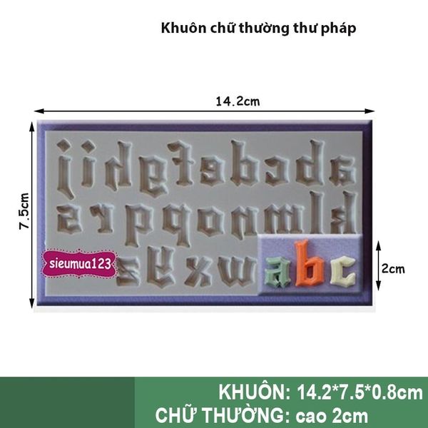 Bộ 3 khuôn silicon chữ và số thư pháp 2cm ( SM281 )
