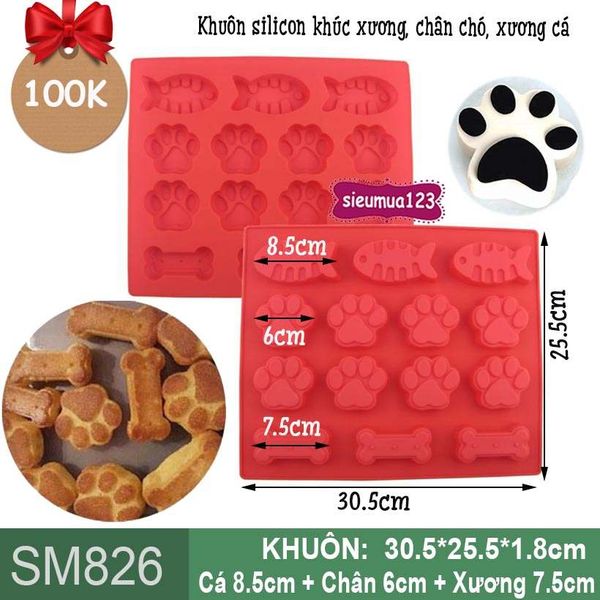 Khuôn silicon khúc xương chân chó xương cá ( SM826 )
