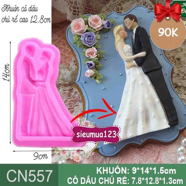 Khuôn silicon cô dâu chú rể 12,8cm ( CN557 ) nét dày