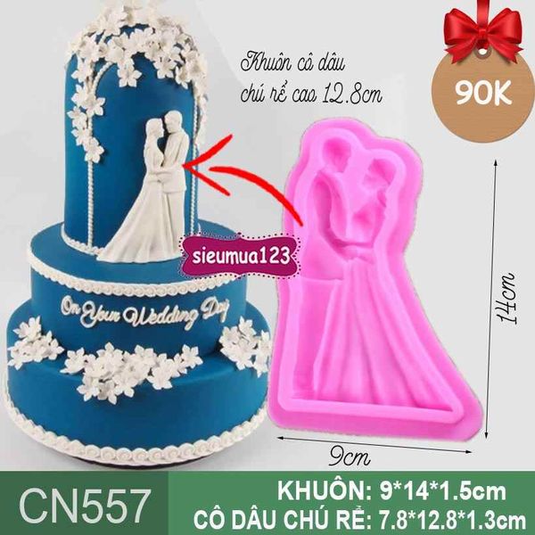 Khuôn silicon cô dâu chú rể 12,8cm ( CN557 ) nét dày