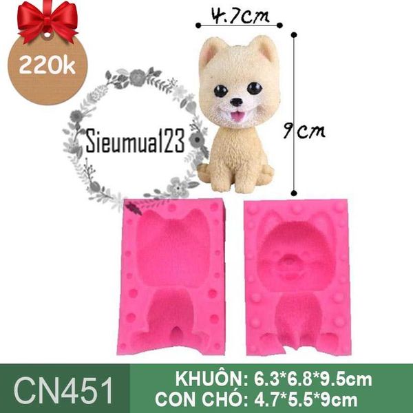 Khuôn silicon con chó Shiba cao 9cm ( CN451 )