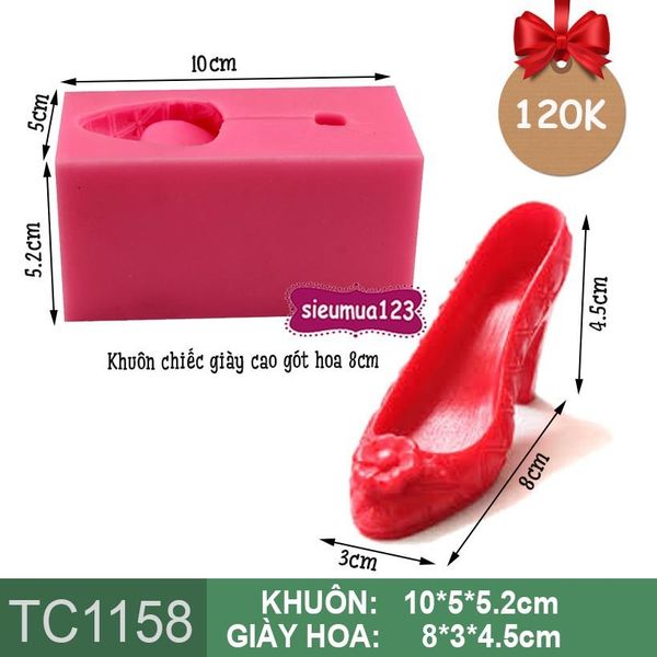 Khuôn rau câu chiếc giày cao gót hoa 8cm ( TC1158 )