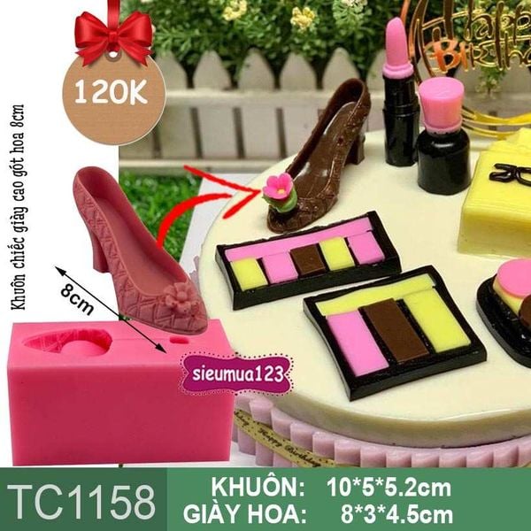 Khuôn rau câu chiếc giày cao gót hoa 8cm ( TC1158 )