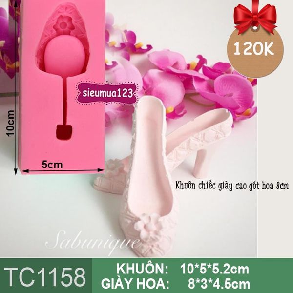 Khuôn rau câu chiếc giày cao gót hoa 8cm ( TC1158 )