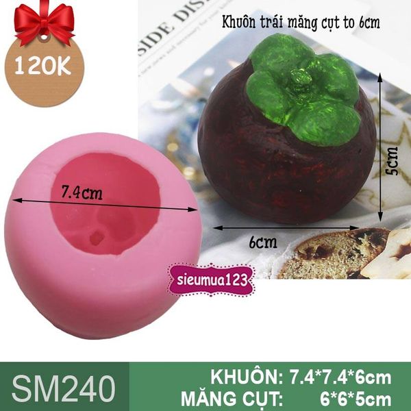 Khuôn silicon trái măng cụt to 6cm ( SM240 ) - còn 1 cái