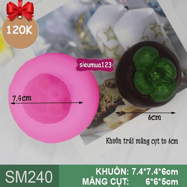 Khuôn silicon trái măng cụt to 6cm ( SM240 ) - còn 1 cái