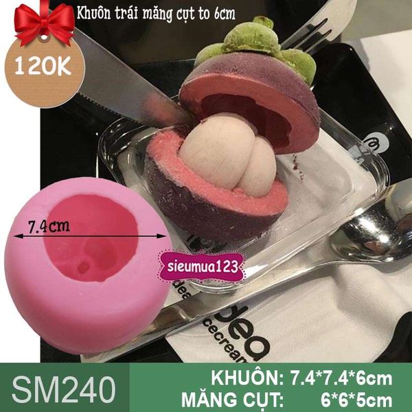 Khuôn silicon trái măng cụt to 6cm ( SM240 ) - còn 1 cái