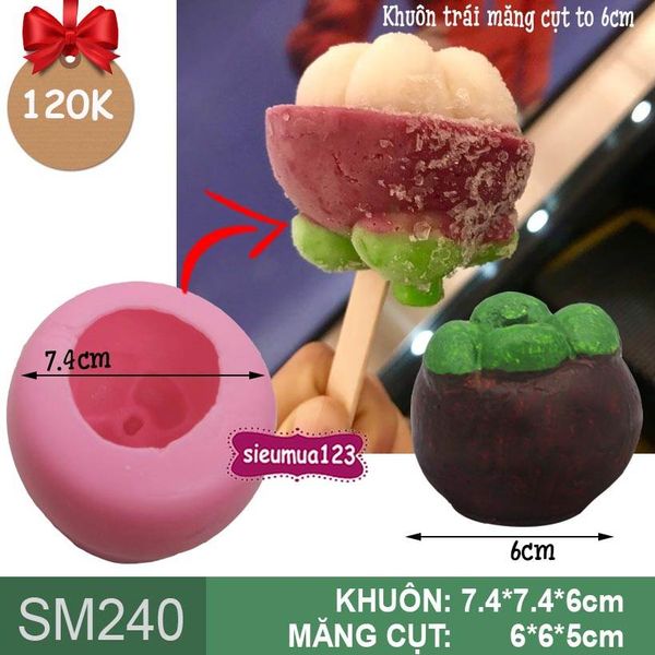Khuôn silicon trái măng cụt to 6cm ( SM240 ) - còn 1 cái