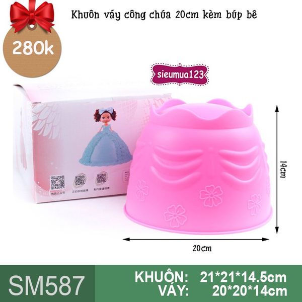 Khuôn rau câu silicon váy công chúa xếp tầng kèm búp bê ( SM587 )