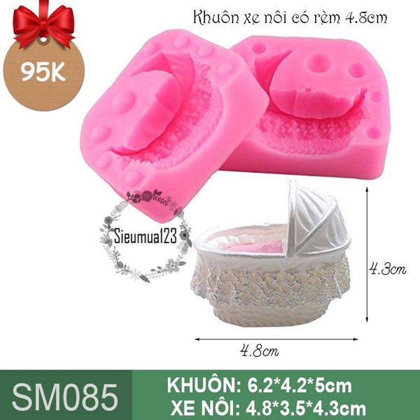 Khuôn silicon xe nôi cho bé có rèm 4,8cm ( SM085 )