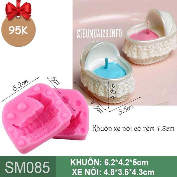 Khuôn silicon xe nôi cho bé có rèm 4,8cm ( SM085 )