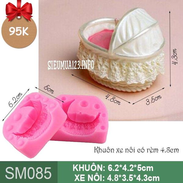 Khuôn silicon xe nôi cho bé có rèm 4,8cm ( SM085 )