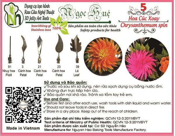 Bộ 5 kim rau câu 3d hoa cúc xoay ( set 5 )
