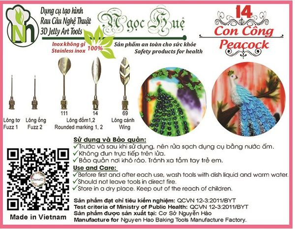Bộ kim rau câu 3d con công ( set 14 )