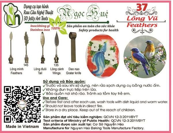 Bộ kim rau câu 3d lông vũ ( set 37 )