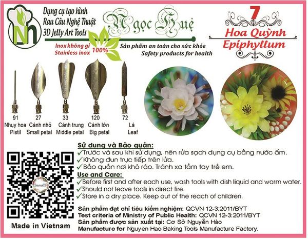 Bộ 5 kim rau câu 3d hoa quỳnh ( set 7 )