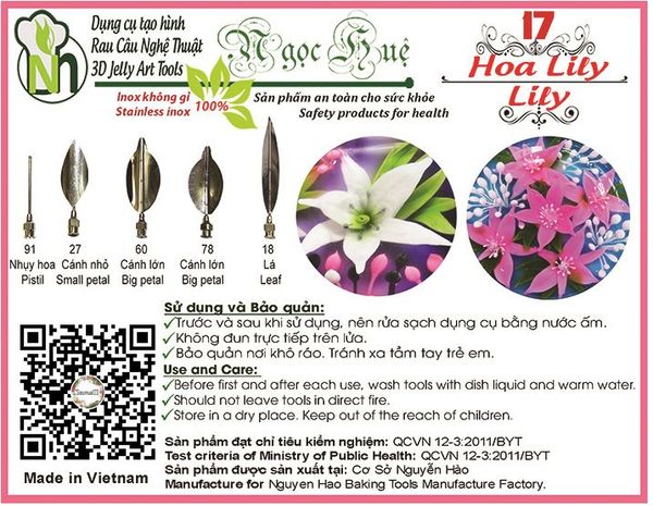 Bộ 5 kim rau câu 3d hoa lily ( set 17 )