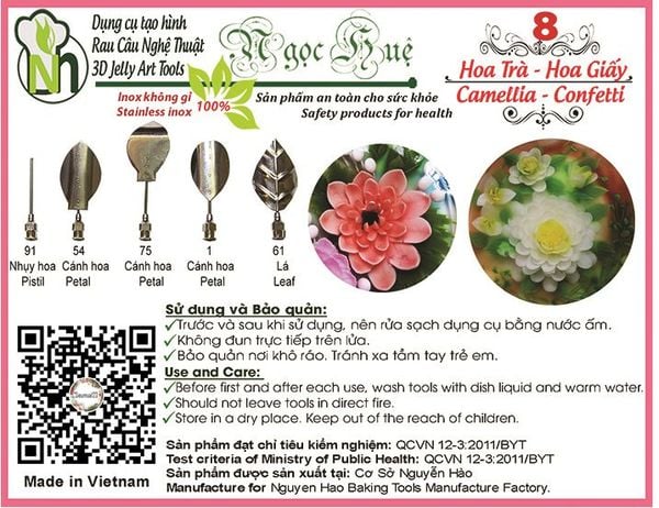 Bộ 5 kim rau câu 3d hoa trà hoa giấy ( set 8 )