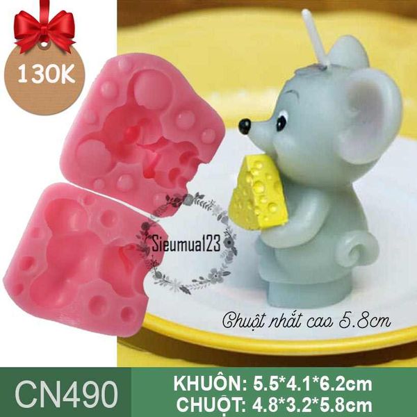 Khuôn silicon con chuột mini gặm phô mai 4,8cm ( CN490 )