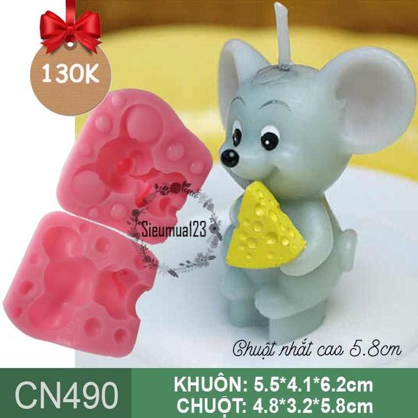 Khuôn silicon con chuột mini gặm phô mai 4,8cm ( CN490 )