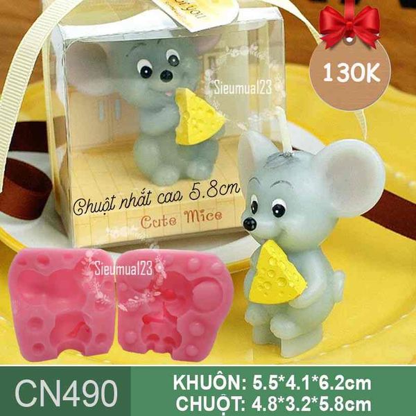 Khuôn silicon con chuột mini gặm phô mai 4,8cm ( CN490 )