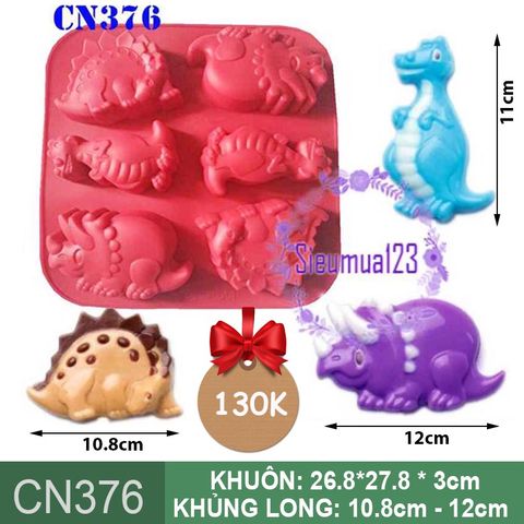 Khuôn silicon 6 con khủng long lớn 11cm ( CN376 )