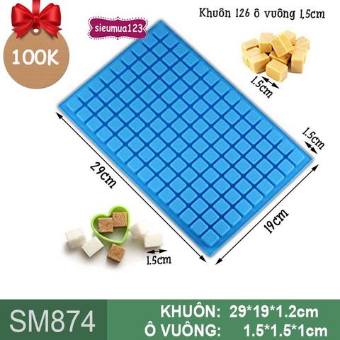 Khuôn silicon chip chip 126 ô vuông 1,5cm ( SM874 )