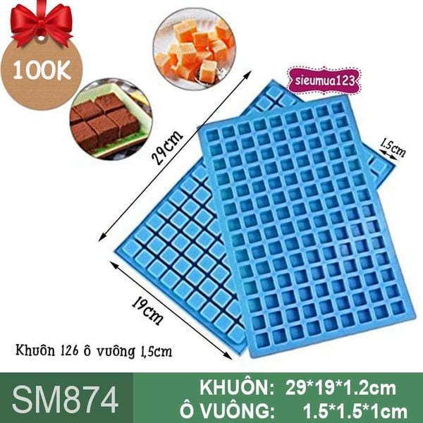 Khuôn silicon chip chip 126 ô vuông 1,5cm ( SM874 )