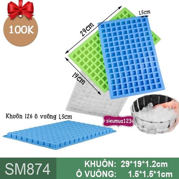 Khuôn silicon chip chip 126 ô vuông 1,5cm ( SM874 )