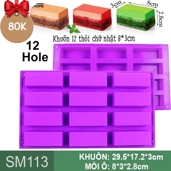 Khuôn nướng bánh : Khuôn 12 thỏi chữ nhật 8*3cm ( SM113 )