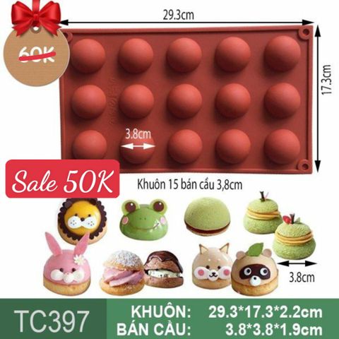 Khuôn silicon nướng bánh 15 bán cầu 3,8cm ( TC397 )