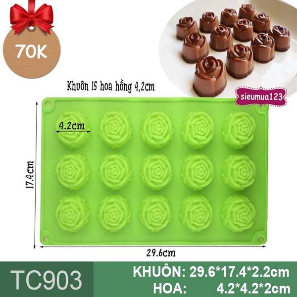 Khuôn nướng bánh silicon 15 hoa hồng 4,2cm ( TC903 )
