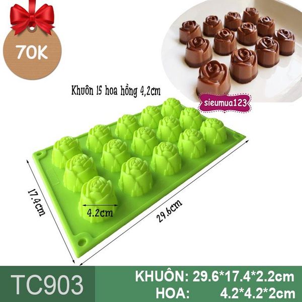Khuôn nướng bánh silicon 15 hoa hồng 4,2cm ( TC903 )